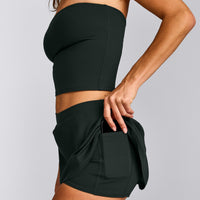 SoftMotion™ Skort with Pockets with Grey Logo | Emerald Noir