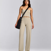 SoftMotion™ Straight Leg Bottoms with Grey Logo | Oatmeal