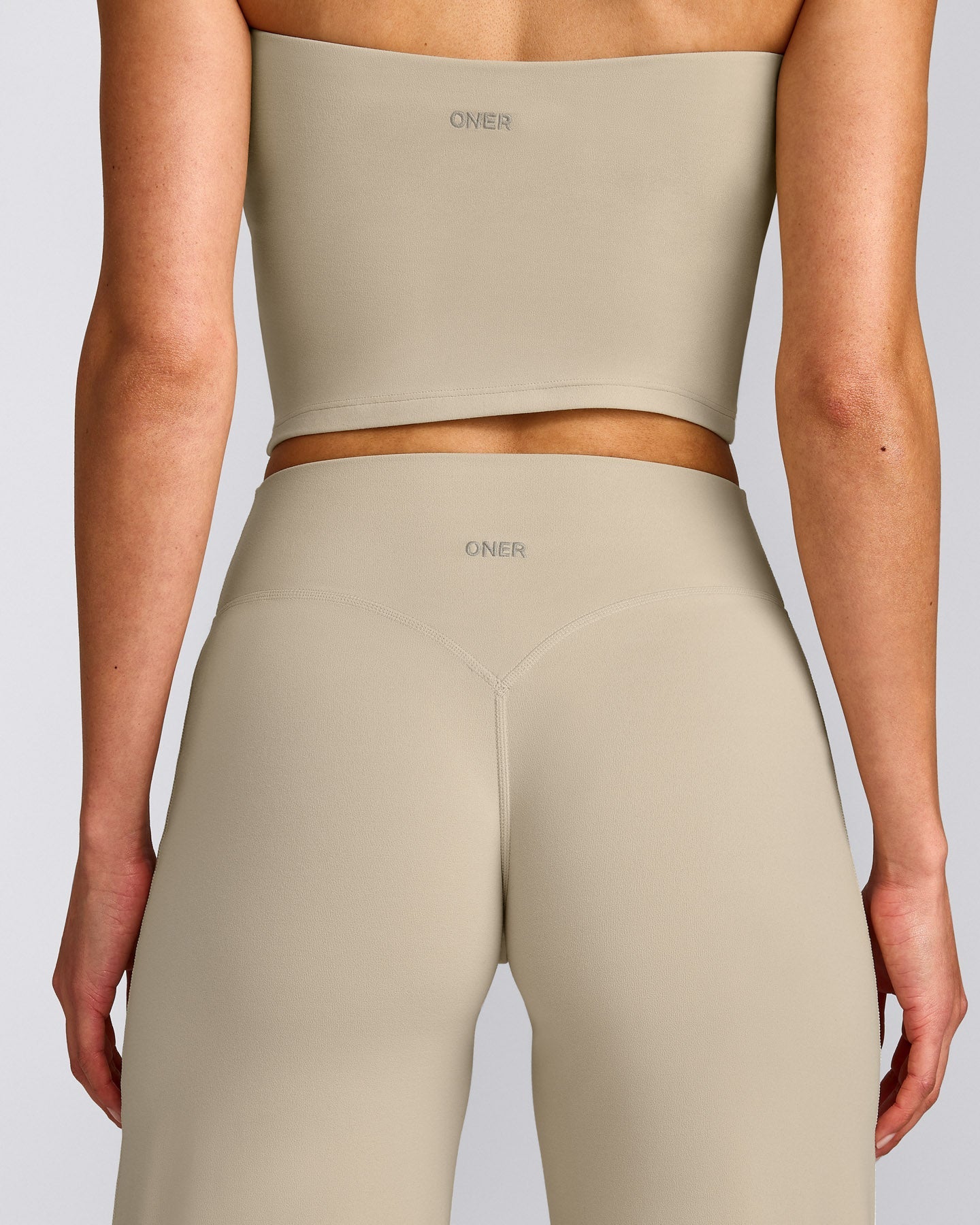 SoftMotion™ Straight Leg Bottoms with Grey Logo | Oatmeal
