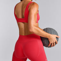 EffortlessLift™ Square Neck Sports Bra with Grey Logo | Charged Pink