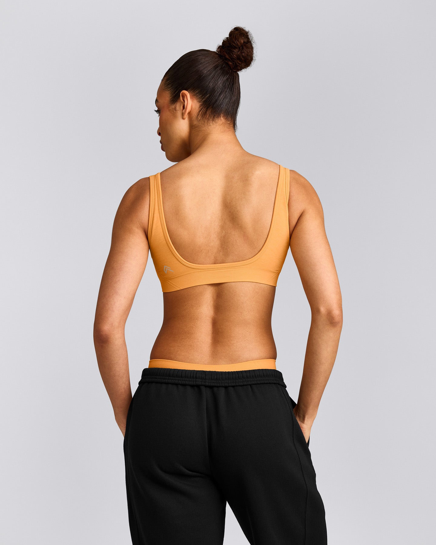 EffortlessLift™ Square Neck Sports Bra with Grey Logo | Powdered Orange
