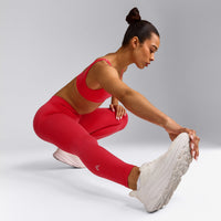EffortlessLift™ Seamless Mid Rise Leggings with Gray Logo | Charged Pink