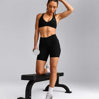 UnifiedMove™ Cross Back Sports Bra with Reflective Logo | Black