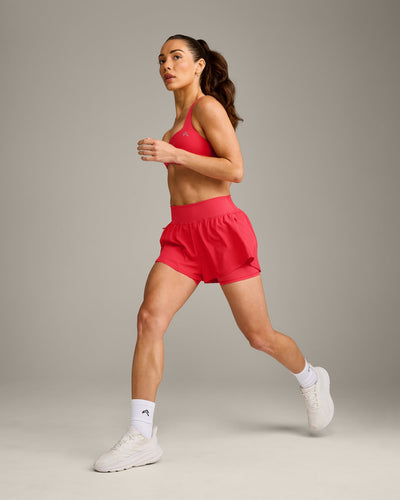 UnifiedMove™ T Back Minimal Bralette with Reflective Logo | Charged Pink