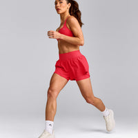 UnifiedMove™ T Back Minimal Bralette with Reflective Logo | Charged Pink