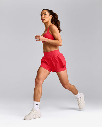 UnifiedMove™ T Back Minimal Bralette with Reflective Logo | Charged Pink