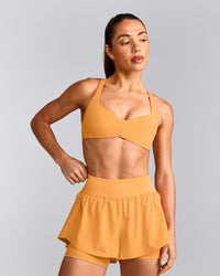 UnifiedMove™ T Back Minimal Bralette with Reflective Logo | Powdered Orange