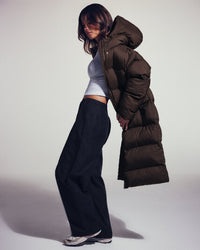 Oversized Longline Puffer Jacket | 70% Cocoa