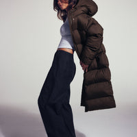 Oversized Longline Puffer Jacket | 70% Cocoa