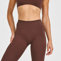 SoftMotion™ High Waisted Leggings with White Logo | Espresso Brown