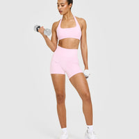 EffortlessLift™ Seamless Shorts with White Logo | Chalk Pink