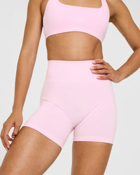 EffortlessLift™ Seamless Shorts with White Logo | Chalk Pink