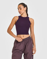 Mellow™ Rib High Neck Mid Tank Top | Blackberry Purple