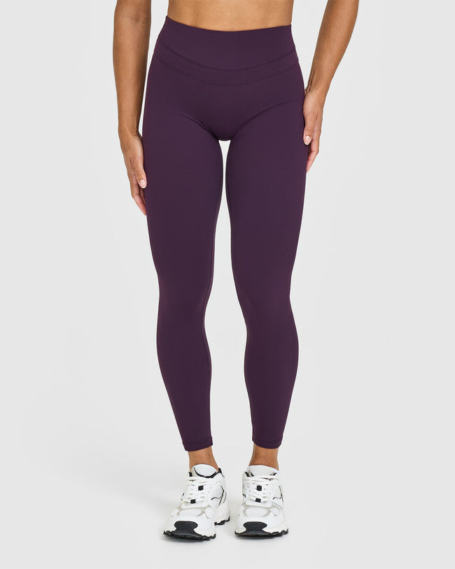 UnifiedMove™ High Waisted Leggings White Logo | Blackberry Purple