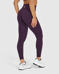 UnifiedMove™ High Waisted Leggings White Logo | Blackberry Purple