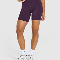 UnifiedMove™ High Waisted Shorts White Logo 6" | Blackberry Purple
