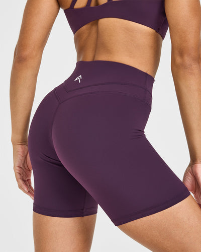 UnifiedMove™ High Waisted Shorts White Logo 6" | Blackberry Purple