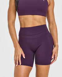 UnifiedMove™ High Waisted Shorts White Logo 6" | Blackberry Purple
