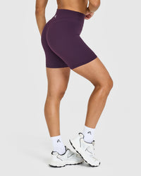 UnifiedMove™ High Waisted Shorts White Logo 6" | Blackberry Purple