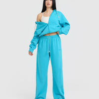 Raw Lounge Wide Leg Joggers | Aqua Blue