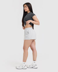 Raw Lounge Oversized Shorts | Light Grey Marl