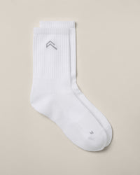 Crew Socks 3 Pack with Grey Logo | White