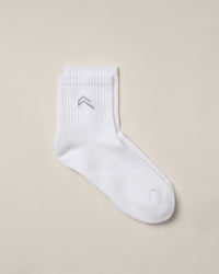 Mid Crew Socks 3 Pack with Grey Logo | White