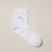 Mid Crew Socks 3 Pack with Grey Logo | White