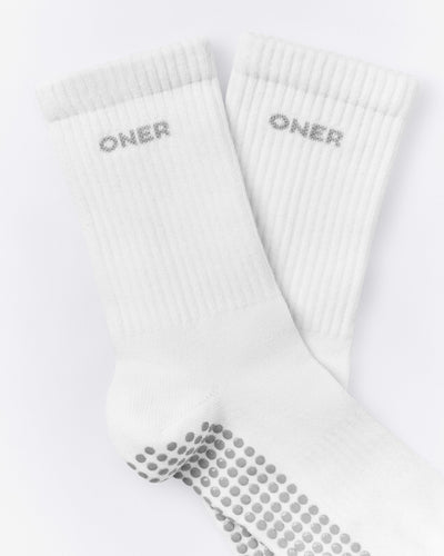 Pilates Grip Crew Socks 1 Pack | White