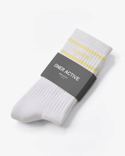Varsity Stripe Long Crew Socks 1 Pack | Pastel Yellow