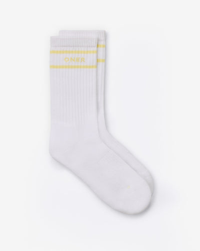 Varsity Stripe Long Crew Socks 1 Pack | Pastel Yellow