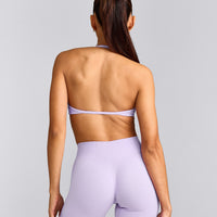 EnhanceLift™ Seamless Minimal Halter Neck Bralette with Grey Logo | Lavender Purple
