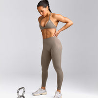 EnhanceLift™ Seamless Minimal Halter Neck Bralette with Grey Logo | Warm Minky