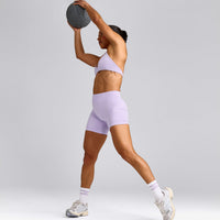 EnhanceLift™ Seamless Shorts with Gray Logo | Lavender Purple