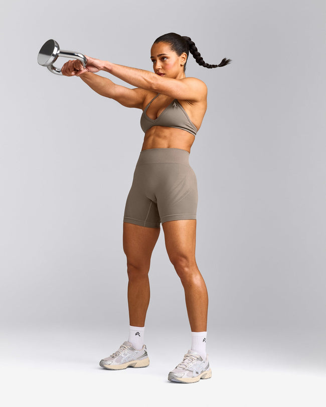 EnhanceLift™ Seamless Shorts with Grey Logo | Warm Minky