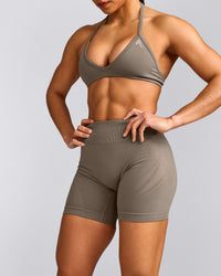 EnhanceLift™ Seamless Shorts with Grey Logo | Warm Minky