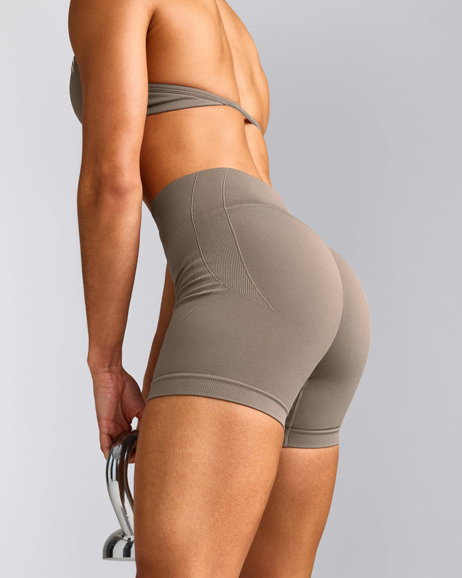EnhanceLift™ Seamless Shorts with Grey Logo | Warm Minky