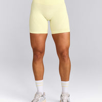 EnhanceLift™ Seamless Shorts with Gray Logo | Pastel Yellow