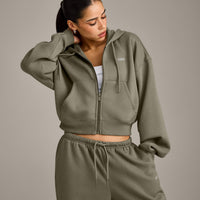Foundations All Season Cropped Zip Through Hoodie | Alpine Green