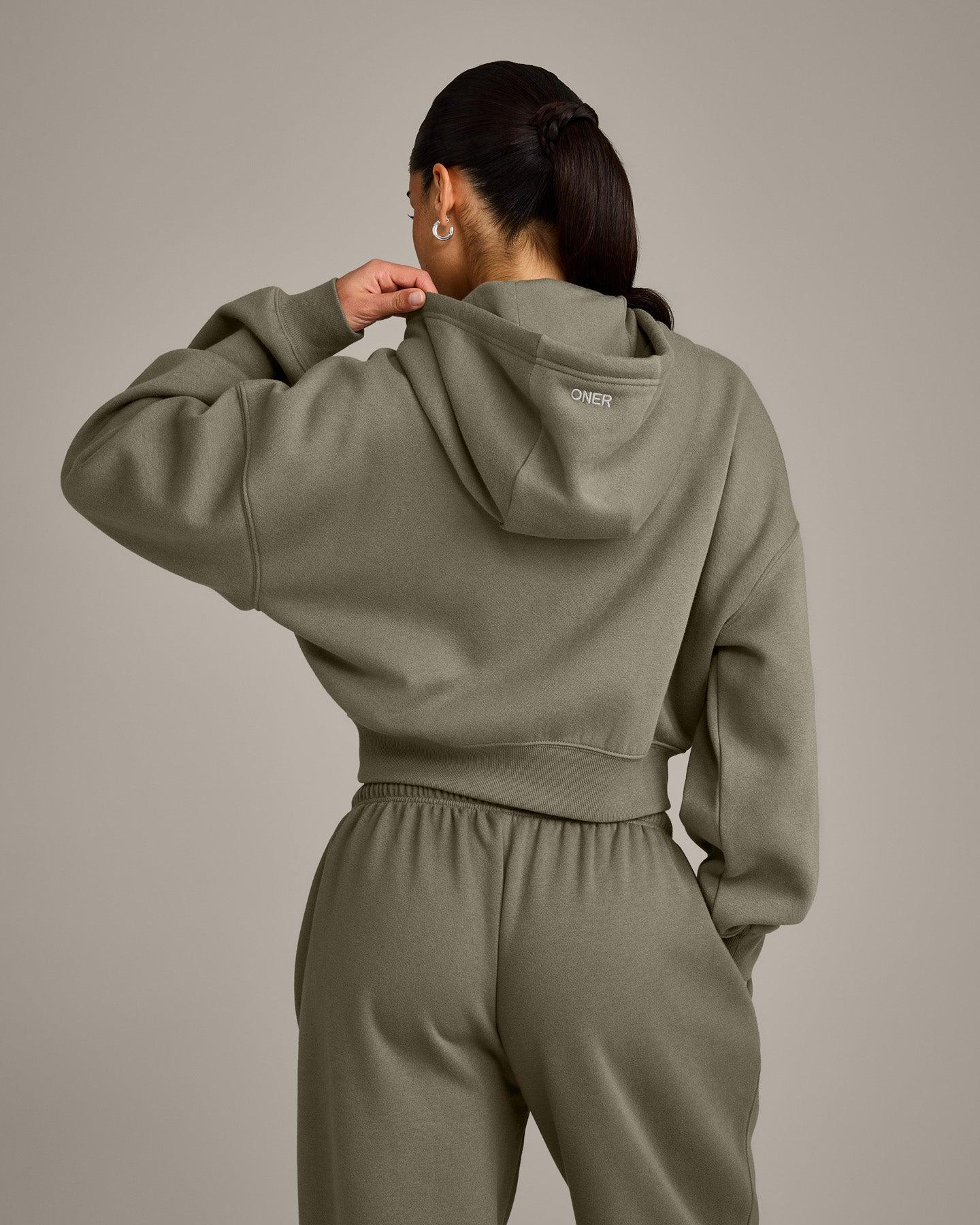 Foundations All Season Cropped Zip Through Hoodie | Alpine Green