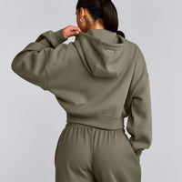 Foundations All Season Cropped Zip Through Hoodie | Alpine Green