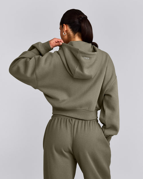 Foundations All Season Cropped Zip Up Hoodie | Alpine Green