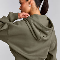 Foundations All Season Cropped Zip Through Hoodie | Alpine Green