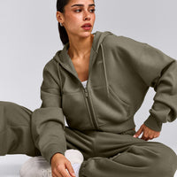 Foundations All Season Cropped Zip Through Hoodie | Alpine Green