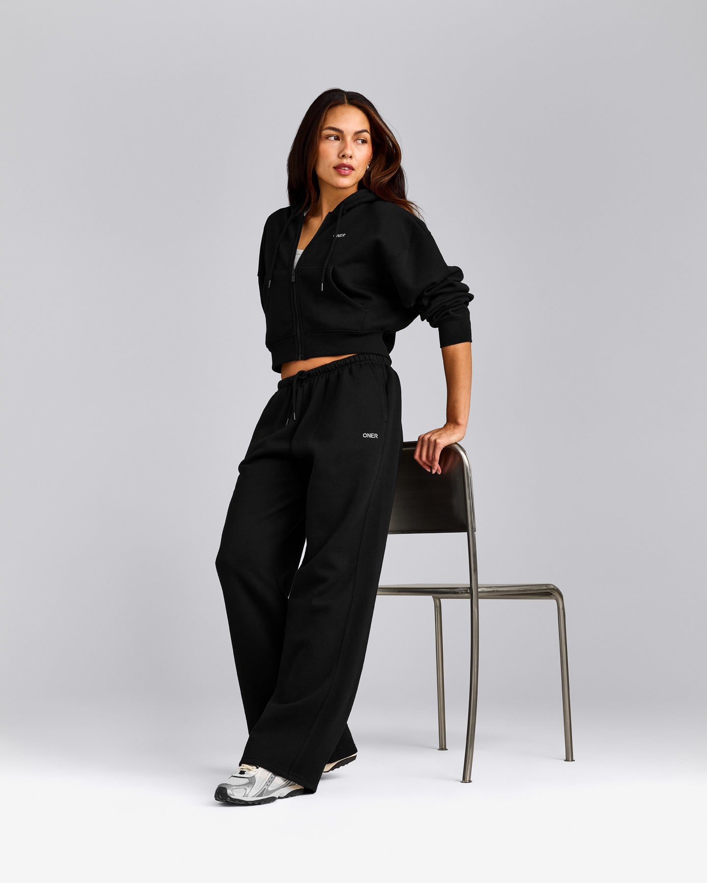 Foundations All Season Cropped Zip Through Hoodie | Black