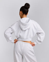 Foundations All Season Cropped Zip Through Hoodie | Grey Marl