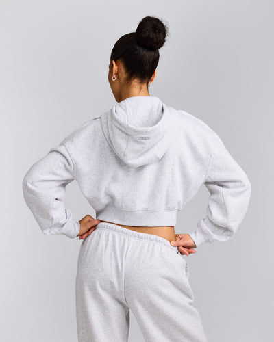 Foundations All Season Cropped Zip Through Hoodie | Grey Marl