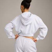 Foundations All Season Cropped Zip Through Hoodie | Grey Marl