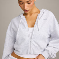 Foundations All Season Cropped Zip Through Hoodie | Grey Marl