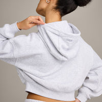 Foundations All Season Cropped Zip Through Hoodie | Grey Marl